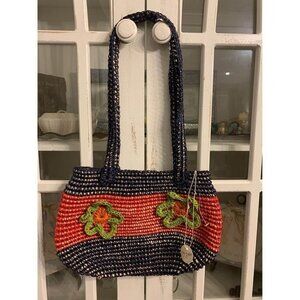 NWT Country Originals woven purse, floral, red and blue